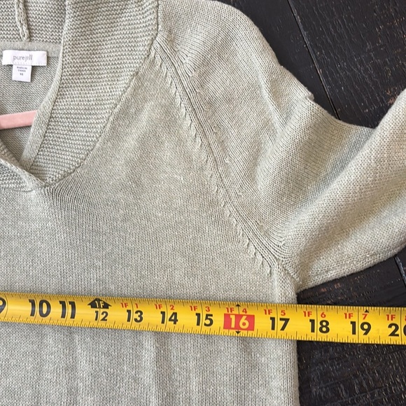 Pure Jill Sage Green Silk Cotton Blend Knit Sweater Kangaroo Pockets Hooded XS - Picture 8 of 8